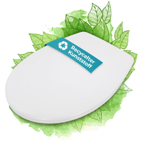 Calmwaters® Nachhaltiger Toilettendeckel, Made in EU, WC-Sitz mit Absenkautomatik, 100% recycelter Kunststoff, abnehmbar, Top-Fix, Rezyklat in Weiß