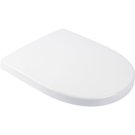 Calmwaters® Antibakterieller WC Sitz für Keramag iCon 204000 & 204060, D-Form mit Absenkautomatik, überlappend, aus Duroplast, Weiß - 26LP5381