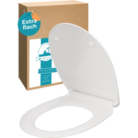 Calmwaters® Flacher WC-Sitz mit Absenkautomatik, Slim, antibakterieller Duroplast Toilettensitz, Edelstahl-Scharniere, Abnehmbar, extraflacher WC-Deckel, Standard O-Form, 26LP3163
