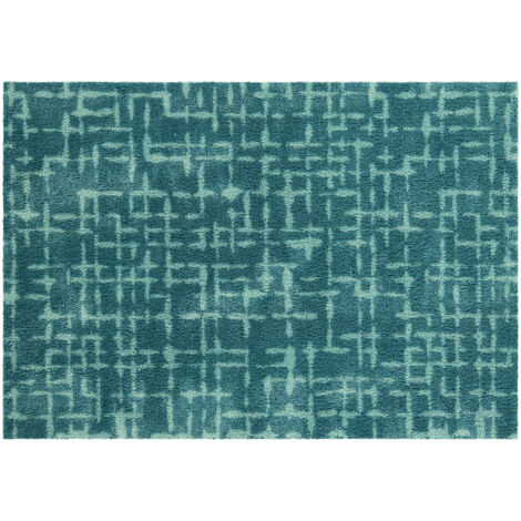 Akzente FEEL Feel-Checker Plate aqua Fußmatte 70x100 cm, Polyester Oberfläche, Latex Rückseite, rutschfest, saugfähig, weich & warm, Fußbodenheizung geeignet, Made in EU, Badezimmer Teppich (1/5)