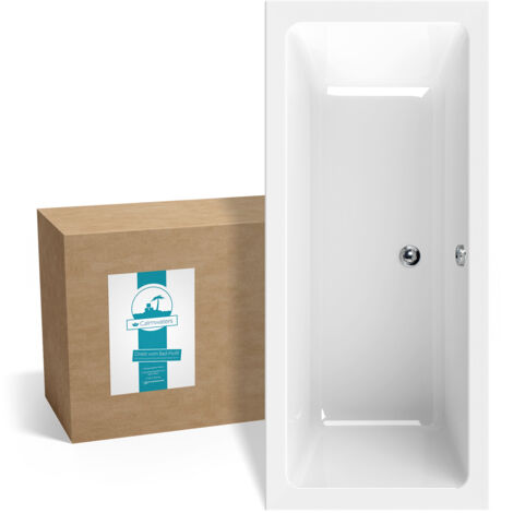 Calmwaters® Rechteck-Badewanne 170x75 cm, Acrylwanne Modern Select, Duo-Badewanne für zwei Personen, ergonomische Körperformbadewanne, Maße 170 x 75 cm, Rechteckbadewanne Weiß, 02SL3315