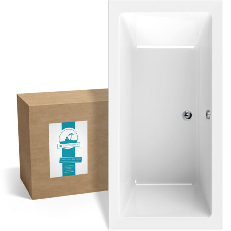Calmwaters® Rechteck-Badewanne 200x90 cm, Acrylwanne Modern Square 2, Duo-Badewanne für zwei Personen, ergonomische Körperformbadewanne, Maße 200 x 90 cm, Rechteckbadewanne Weiß, 02SL3323