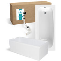 Calmwaters® Premium Badewanne Komplettset 170x75 cm Original, Made in EU, 3in1 Acryl-Badewanne mit Wannenträger & Ablaufgarnitur, Körperformbadewanne, Rechteckbadewanne 170 x 75, 200 l, Weiß
