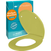 Calmwaters® Premium WC Sitz einfache Montage, Toilettendeckel bis 250 kg, Made in EU, antibakterieller Duroplast, Absenkautomatik, 2 Montage Optionen, abnehmbar, Klobrille, oval, Oliv-Moosgrün