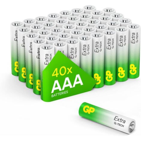 Piles AAA Lot de 40 - Batteries LR03 Alcalines 1,5V - GP Extra (1/5)