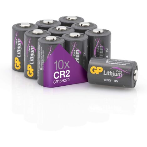 Piles CR2 Lot de 10 - Batteries DLCR2 Lithium 3V - GP Extra (1/5)
