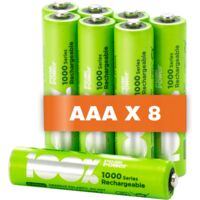 Piles rechargeables AAA Lot de 8 - Batteries 1,2V - 100%Peakpower