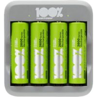 Chargeur piles AA et AAA avec 4 AA Rechargeables 100% PEAKPOWER
