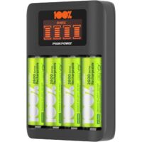 Chargeur piles AA et AAA avec 4 AA Rechargeables 100% PEAKPOWER