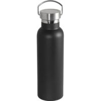 Bouteille Isotherme 600ml Acier Inox - Chaud 8h, froid 12h - Noir