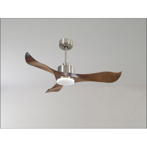 Modulo Slim Ring - Super destratificateur et ventilateur DC 132 cm chrome pales bois sombre idéal 26 à 40 m² (1/5)
