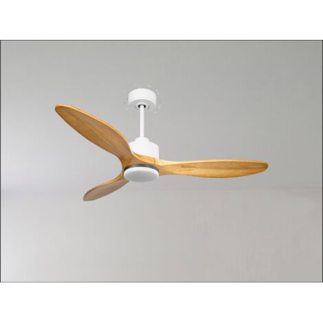 Modulo de KlassFan - Super destratificateur et ventilateur DC 132 cm Blanc bois noir Lumière dimmable 25 à 40 m² (1/5)