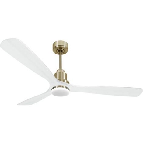 Tenerife - Super destratificateur et ventilateur DC 166 cm Laiton avec lumière pales bois blanc 30 à 60 m² (1/5)