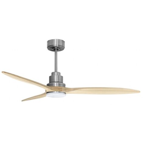 Tenerife - Super destratificateur et ventilateur DC 132 cm Chrome pales bois clair avec Lumière 25 à 35 m² (1/5)