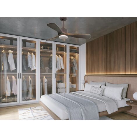 Ouray de Klassfan - Ventilateur de plafond et destratificateur moteur DC Chrome pales bois blanc 30 à 50 m² OurayDC3P7Wi152 (1/5)