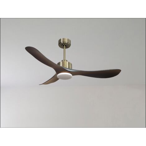 Modulo Latino III - Super destratificateur et ventilateur DC 132 cm laiton pales bois sombre idéal 26 à 40 m² (1/5)