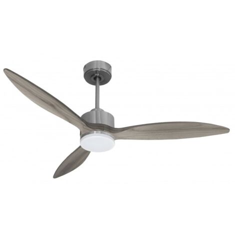 Modulo slim - Super destratificateur et ventilateur DC 132 cm Chrome pales bois gris avec Lumière 25 à 35 m² (1/5)
