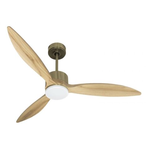 Modulo slim - Super destratificateur et ventilateur DC 132 cm Laiton pales bois clair avec Lumière 25 à 35 m² (1/5)