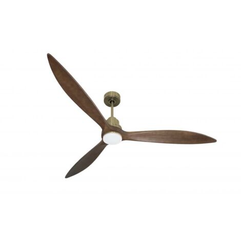 Tenerife - Super destratificateur et ventilateur DC 166 cm Laiton pales bois sombre avec Lumière 30 à 60 m² (1/5)