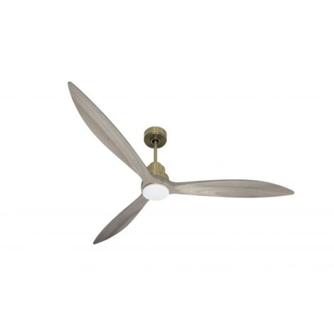 Tenerife - Super destratificateur et ventilateur DC 166 cm Laiton pales bois gris avec Lumière 30 à 60 m² (1/5)