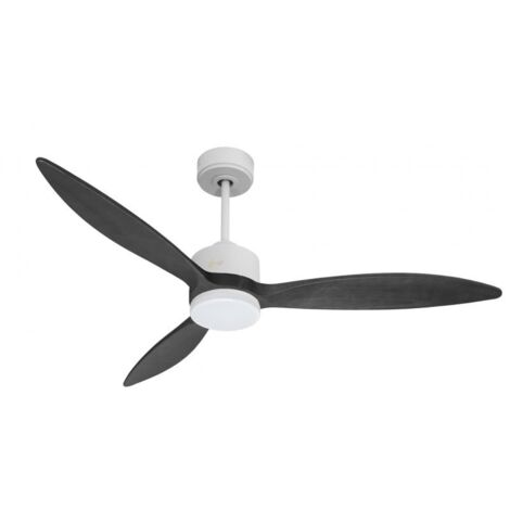Modulo slim - Super destratificateur et ventilateur DC 132 cm Blanc pales bois noir avec Lumière 25 à 35 m² (1/5)