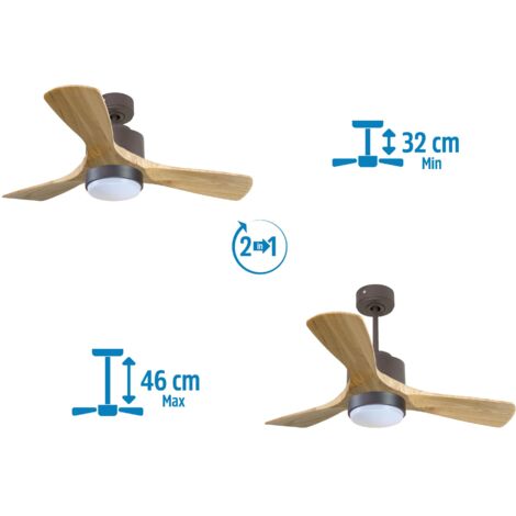 Tenerife Ring - Super destratificateur et ventilateur DC 166 cm Chrome pales bois sombre sans Lumière 30 à 60 m² (1/5)