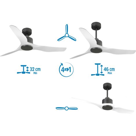 Modulo Slim Ring - Super destratificateur et ventilateur DC 132 cm noir pales bois clair idéal 26 à 40 m² (1/5)
