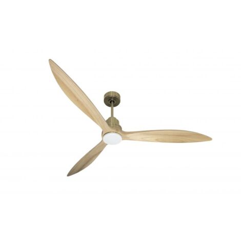 Tenerife - Super destratificateur et ventilateur DC 166 cm Laiton pales bois clair avec Lumière 30 à 60 m² (1/5)