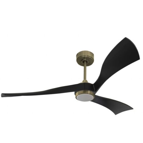 Twist, Ventilateur déstratificateur d'air, pales bois noir 166 Cm Moteur Laiton avec point lumineux LED. (1/2)