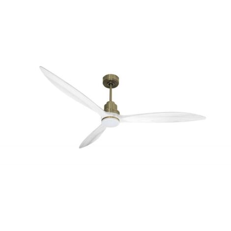 Tenerife - Super destratificateur et ventilateur DC 166 cm Laiton pales bois blanc avec Lumière 30 à 60 m² (1/5)