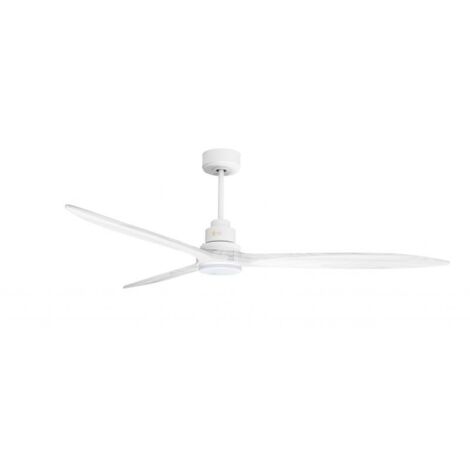 Tenerife - Super destratificateur et ventilateur DC 166 cm Blanc pales bois blanc avec Lumière 30 à 60 m² (1/5)