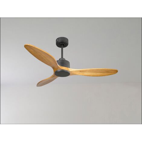 Modulo Slim Ring - Super destratificateur et ventilateur DC 132 cm noir pales bois blanc idéal 26 à 40 m² (1/5)