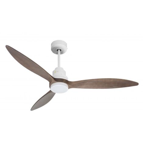 Tenerife - Super destratificateur et ventilateur DC 132 cm Blanc pales bois sombre avec Lumière 25 à 35 m² (1/5)