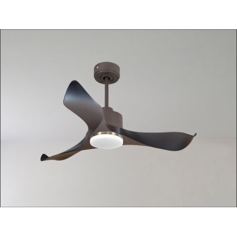 Le super destratificateur et ventilateur HVLS Ouray, 223 Cm design laiton pales bois blanc , wifi thermostat. (1/5)