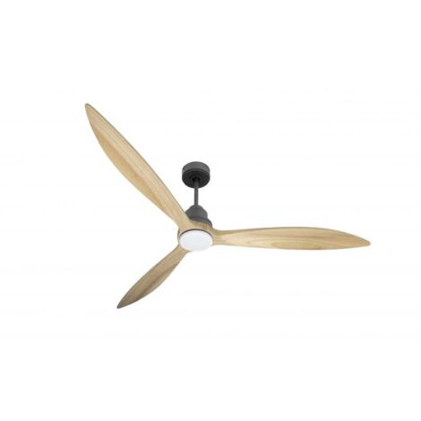Tenerife - Super destratificateur et ventilateur DC 166 cm Gris basalte pales bois clair avec Lumière 30 à 60 m² (1/5)