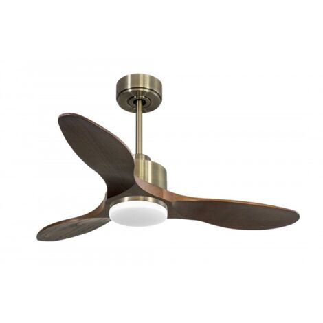 Modulo Ventilateur de plafond pour chambres avec Lumière laiton et bois massif sombre 10 à 25 m² (1/5)