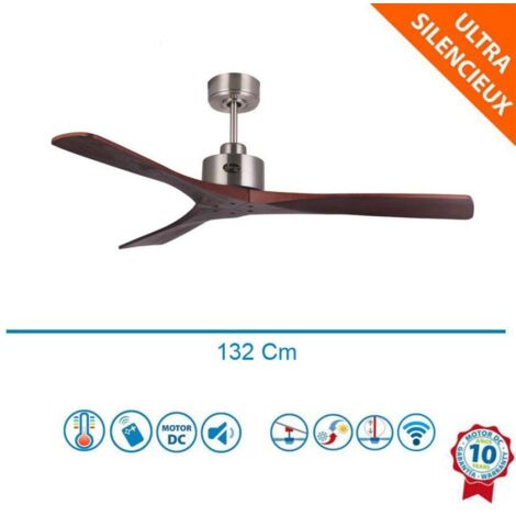 Le super destratificateur Flatwood 132 Cm , moteur DC,chrome pales foncées, wifi thermostat. (1/5)