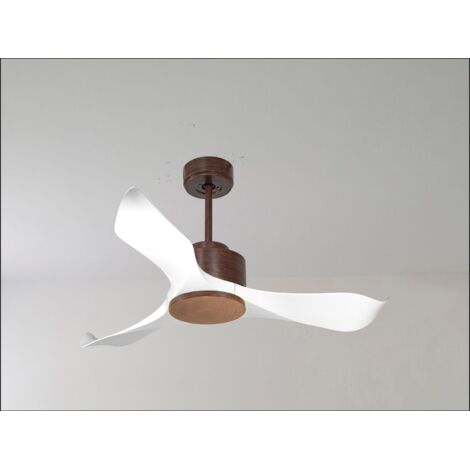 Bolt chrome, Ventilateur déstratificateur d'air, pales bois sombres 132 Cm, moteur chrome sans lumière . (1/5)