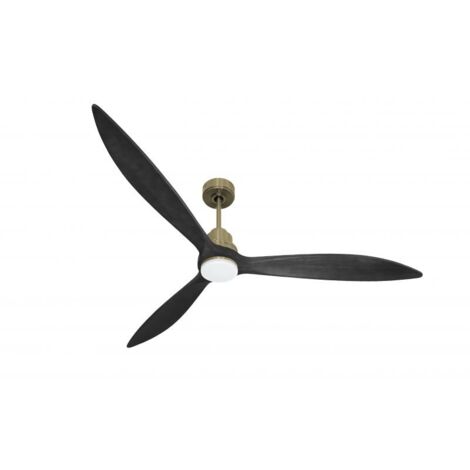 Tenerife - Super destratificateur et ventilateur DC 166 cm Laiton pales bois noir avec Lumière 30 à 60 m² (1/5)