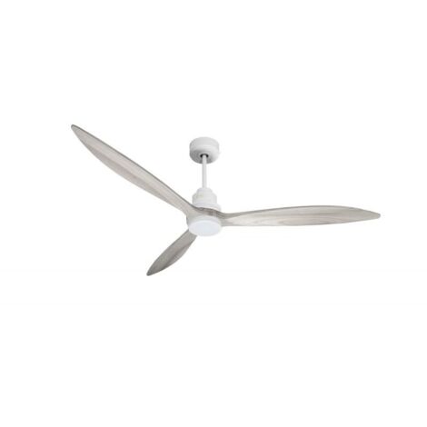 Tenerife - Super destratificateur et ventilateur DC 166 cm Blanc pales bois gris avec Lumière 30 à 60 m² (1/5)