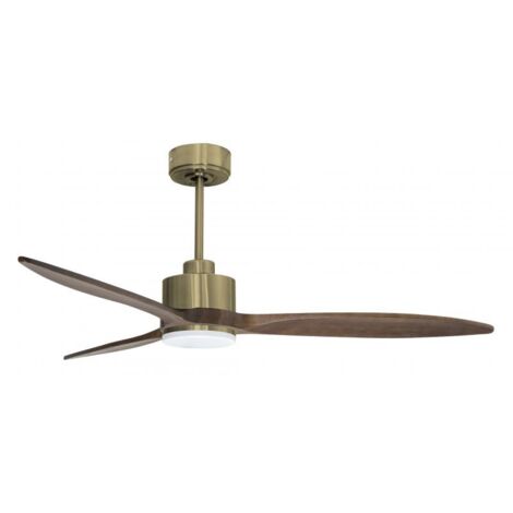 Modulo slim - Super destratificateur et ventilateur DC 132 cm Laiton pales bois sombre avec Lumière 25 à 35 m² (1/5)