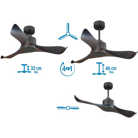 Modulo Slim Ring - Super destratificateur et ventilateur DC 166 cm noir pales bois blanc idéal 30 à 60 m² (1/5)