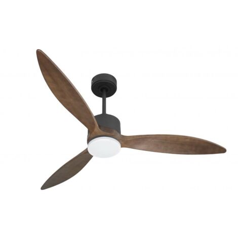 Modulo slim - Super destratificateur et ventilateur DC 132 cm Gris basalte pales bois sombre avec Lumière 25 à 35 m² (1/5)