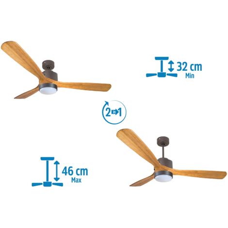 Ventilateur De Plafond Pepeo Potkuri 132 Cm - Argent/Blanc, Sans Lumière, Hiver/été