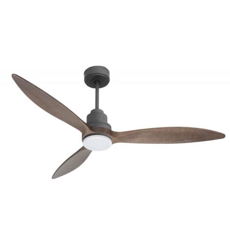 Tenerife - Un ventilateur et un Super destratificateur DC 132 cm Gris basalte pales en bois sombre Lumière Led 25 à 35 m² (1/5)