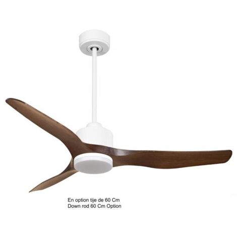 Modulo Ventilateur de plafond DC avec lumière  blanc pales couleur bois ideal  25 à 40  m² KLDC4SlimP4WoL1WiSlim (1/5)