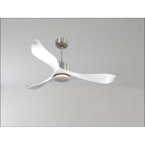 Modulo de KlassFan - Super destratificateur et ventilateur DC 106 cm Chrome pales bois blanc Lumière dimmable 15 à 20 m² (1/5)