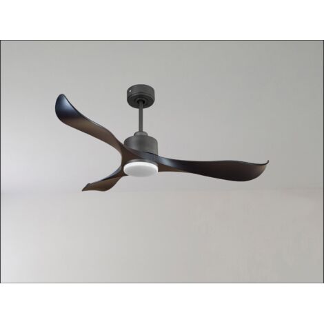 Modulo Slim de Klassfan - Ventilateur de plafond et destratificateur moteur DC chrome et pales bois sombre 10 à 20 m² (1/5)