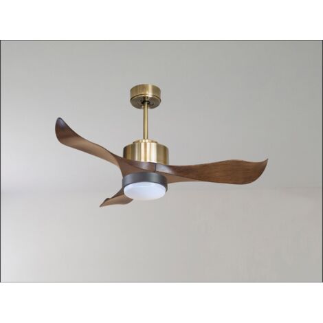 Tenerife de KlassFan - Super destratificateur et ventilateur DC 106 cm Laiton pales bois sombre sans Lumière idéal 15 à 20 m² (1/5)
