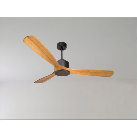 Twist, Ventilateur déstratificateur d'air, pales bois foncées 132 Cm, moteur chrome brossé, avec point lumineux LED. (1/5)